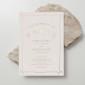 太陽と月お洒落の手が天星の結婚手 箔招待状