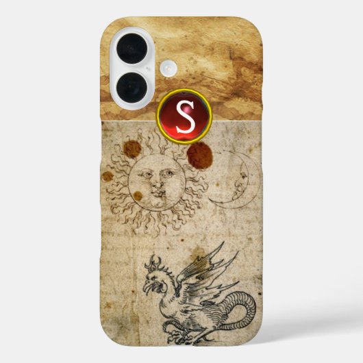 太陽と月とバジリスク羊皮紙モノグラム Case-Mate iPhoneケース (裏面)