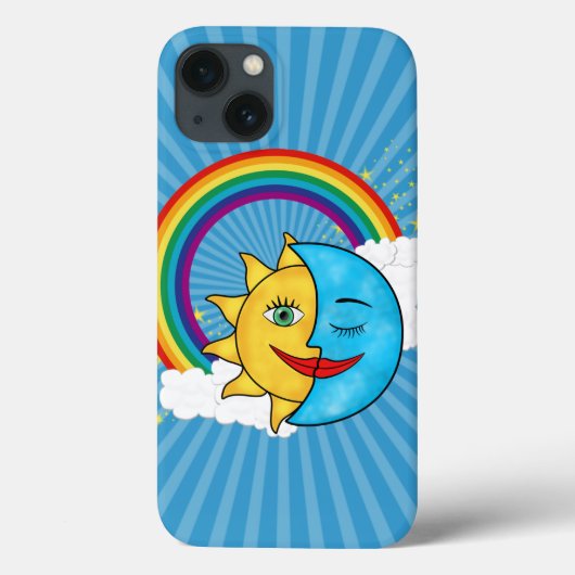 太陽と月とレインボーの天体テーマ Case-Mate iPhoneケース (裏面)