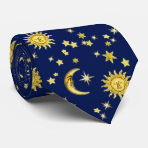 太陽と月と星のタイ ネクタイ