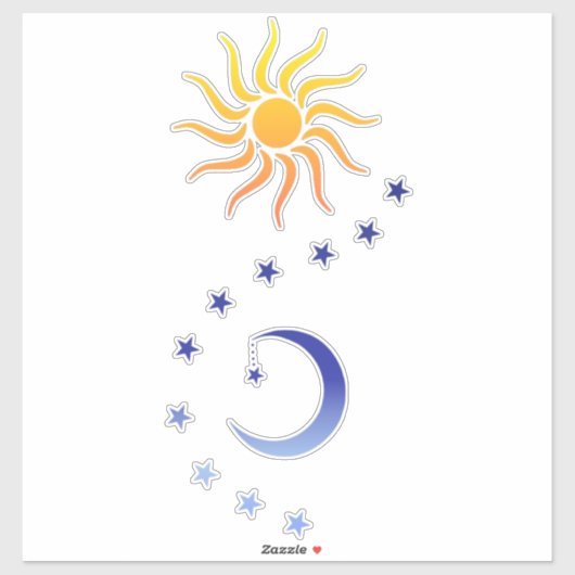 太陽と月と星 シール (シート)