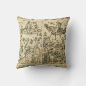 太陽と月のアンティーク白黒占星術スケッチ クッション (裏面)