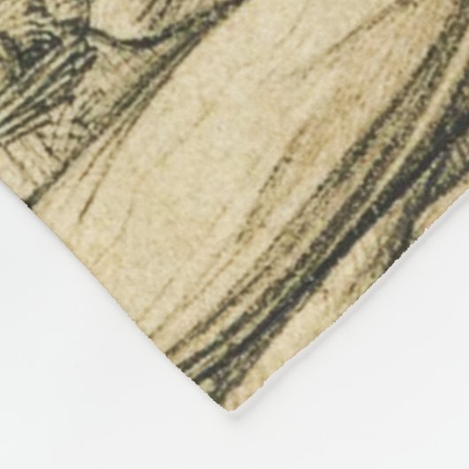 太陽と月のアンティーク白黒占星術スケッチ フリースブランケット (角)