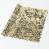 太陽と月のアンティーク白黒占星術スケッチ ラッピングペーパー (アンロールド)