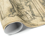 太陽と月のアンティーク白黒占星術スケッチ ラッピングペーパー (ロールコーナー)