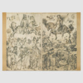 太陽と月のアンティーク白黒占星術スケッチ 薄葉紙 (正面)