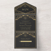 太陽と月のエレガントタロットカー結婚ド オールインワン招待状 (内側)