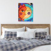 太陽と月のカップル天絵を描人の キャンバスプリント (インサイチュ (寝室))