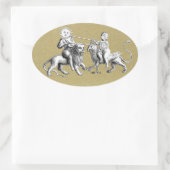 太陽と月のジョスティングの試合 楕円形シール (バッグ)