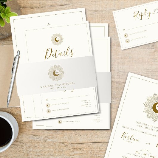 太陽と月のタイムレス結婚のベリーバンド 招待状ベリーバンド