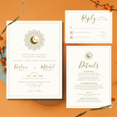 太陽と月のタイムレス結婚式招待状 招待状