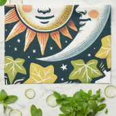 太陽と月のツタ キッチンタオル (折り畳み)