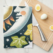 太陽と月のツタ キッチンタオル (四つ折り)