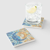 太陽と月のモザイクアート ストーンコースター (横)