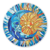 太陽と月のモザイクアート セラミックノブ (正面)