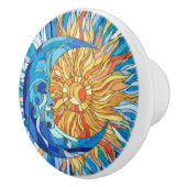 太陽と月のモザイクアート セラミックノブ (右)