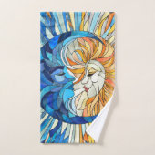 太陽と月のモザイクアート バスタオルセット (ハンドタオル)