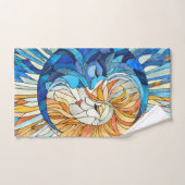 太陽と月のモザイクアート バスタオルセット (ハンドタオル)