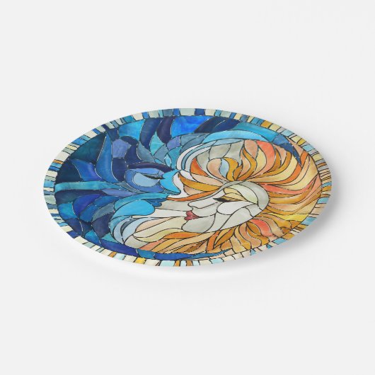 太陽と月のモザイクアート ペーパープレート (アングル)