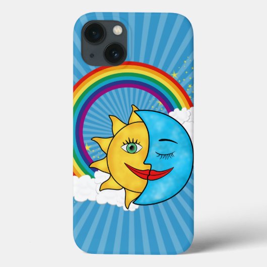 太陽と月のレインボー宇宙テーマ Case-Mate iPhoneケース (裏面)
