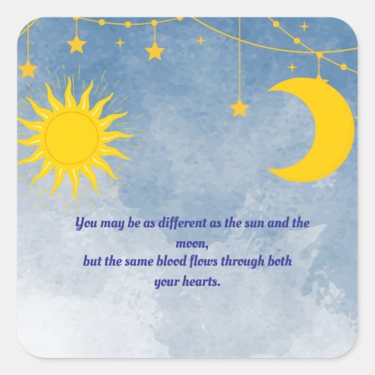 太陽と月の双子ステッカー スクエアシール (正面)