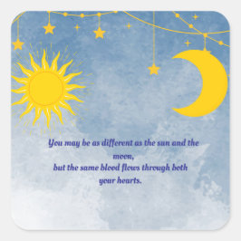 太陽と月の双子ステッカー スクエアシール