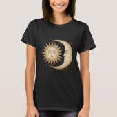 太陽と月の天体ビンテージ デザイン Tシャツ (正面)