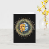 太陽と月の天空ボホ神秘ヒッピー90s カード (黄色い花)