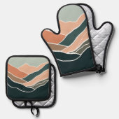 太陽と月の山 鍋つかみ&鍋敷きセット (正面/裏面)
