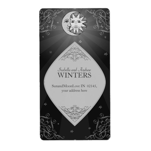 太陽と月の愛 – クラシック住所 シール (正面)