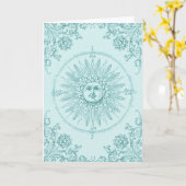 太陽と月の折り返しグリーティングカード カード (黄色い花)