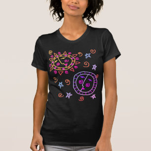 太陽と月の抽象芸術アートから衣服 Tシャツ