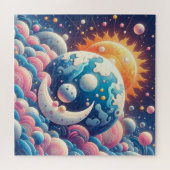 太陽と月の抽象 ジグソーパズル (横)