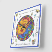 太陽と月の正方形の壁時計 スクエア壁時計 (傾斜)