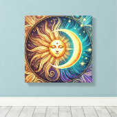 太陽と月の永遠の踊り キャンバスプリント (インサイチュ (ウッドフロア))