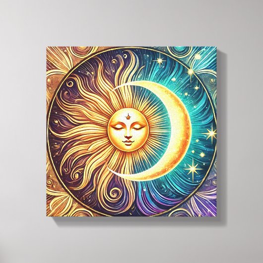 太陽と月の永遠の踊り キャンバスプリント (正面)