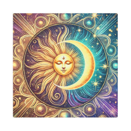 太陽と月の永遠の踊り メタルプリント