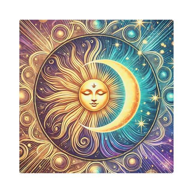 太陽と月の永遠の踊り メタルプリント (正面)