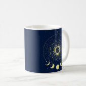 太陽と月の満ち欠け 星座 コーヒーマグカップ (正面右)