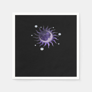 太陽と月の白いゴシック様式の魔女 スタンダードカクテルナプキン