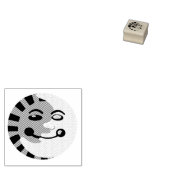 太陽と月の笑顔の顔 ラバースタンプ (押印)