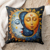 太陽と月の芸術的イラストレーション クッション (ブランケット)