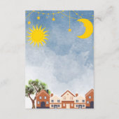 太陽と月の赤ちゃんシャワーを浴びる双子 エンクロージャーカード (裏面)