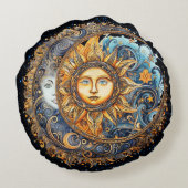 太陽と月の銀河系丸い枕 ラウンドクッション (裏面)
