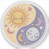 太陽と月の陰陽 | かわいい天体のバランスの美学 シール (正面)