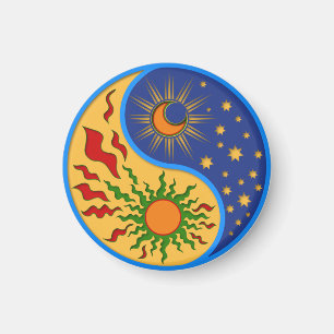 太陽と月の陰陽 カラフル マグネット