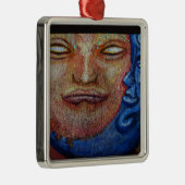 太陽と月の顔グラフィティ メタルオーナメント (右)