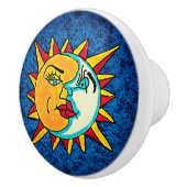 太陽と月の顔メキシコのスタイルセラミックノブ セラミックノブ (右)