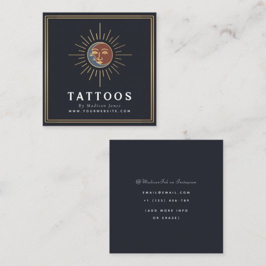 太陽と月の魔性タトゥーアーティスト スクエア名刺 (正面/裏面)