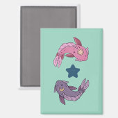 太陽と月の鯉 | 天体の魚座アート マグネット (正面/裏面)